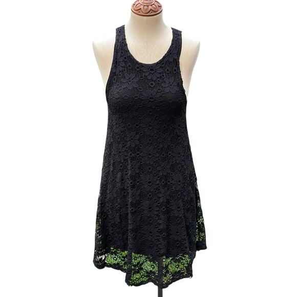 Ginger G Black Lace Sleeveless Swing Lined Dress Women's Size Medium - Picture 1 of 11